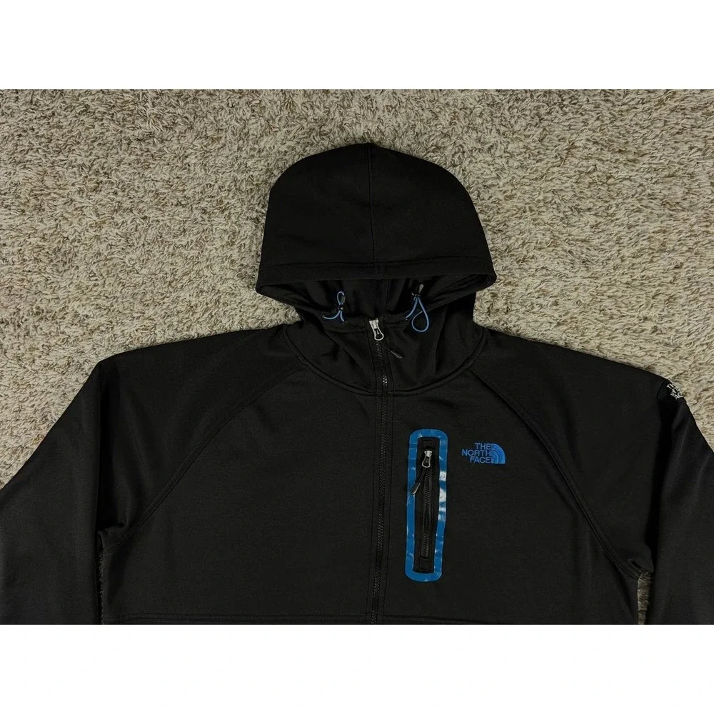 The North Face Mack Mays Full Zip Fleece Hoodie Black Blue Men's Size XL